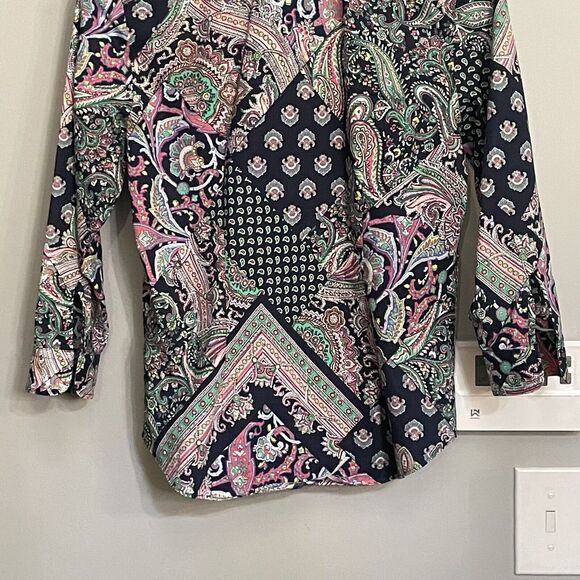 Lauren Ralph Lauren Top‎ Patchwork Paisley Button Down Shirt Sz Small EUC - Picture 5 of 13